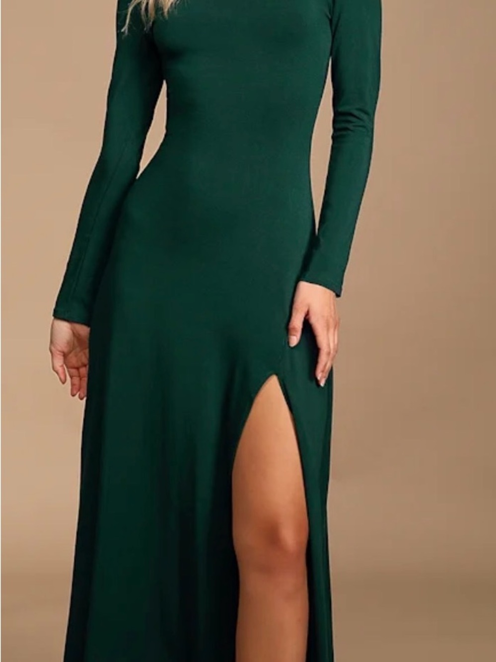 NWT Lulus “Swept Away” Forest Green Long Sleeve Maxi Dress - Size M